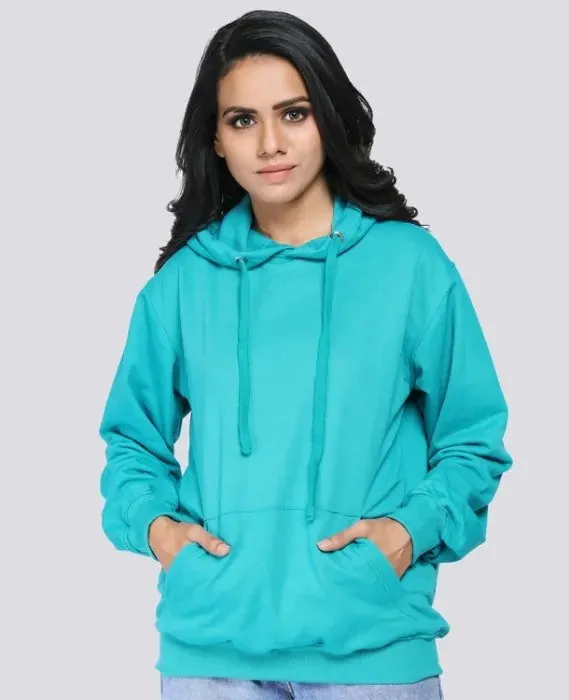 SXV Plain Solid Sweatshirt Hoodie For Women (TOURQUISE BLUE)