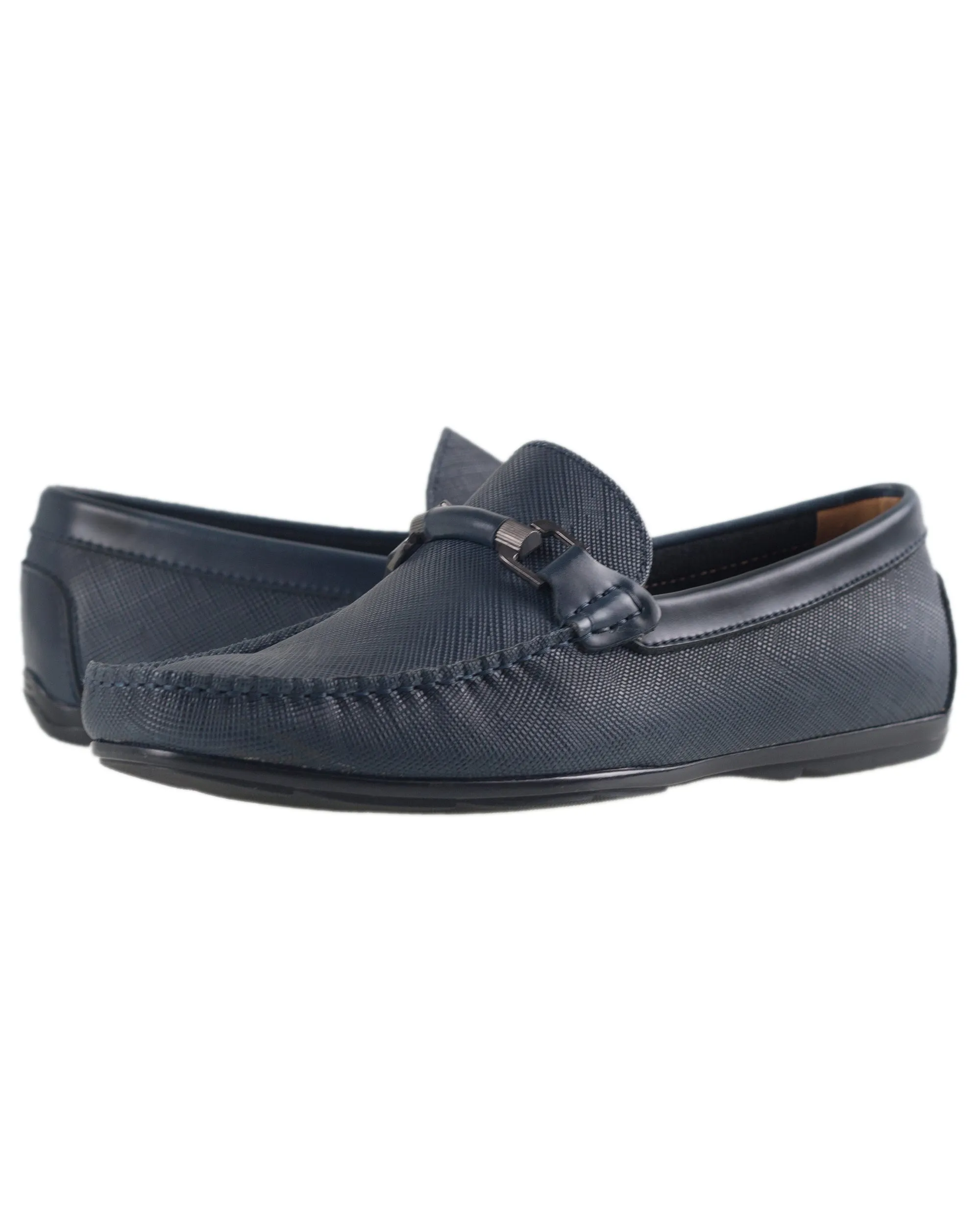 Tomaz BF283 Men's Buckle Moccasins (Navy)