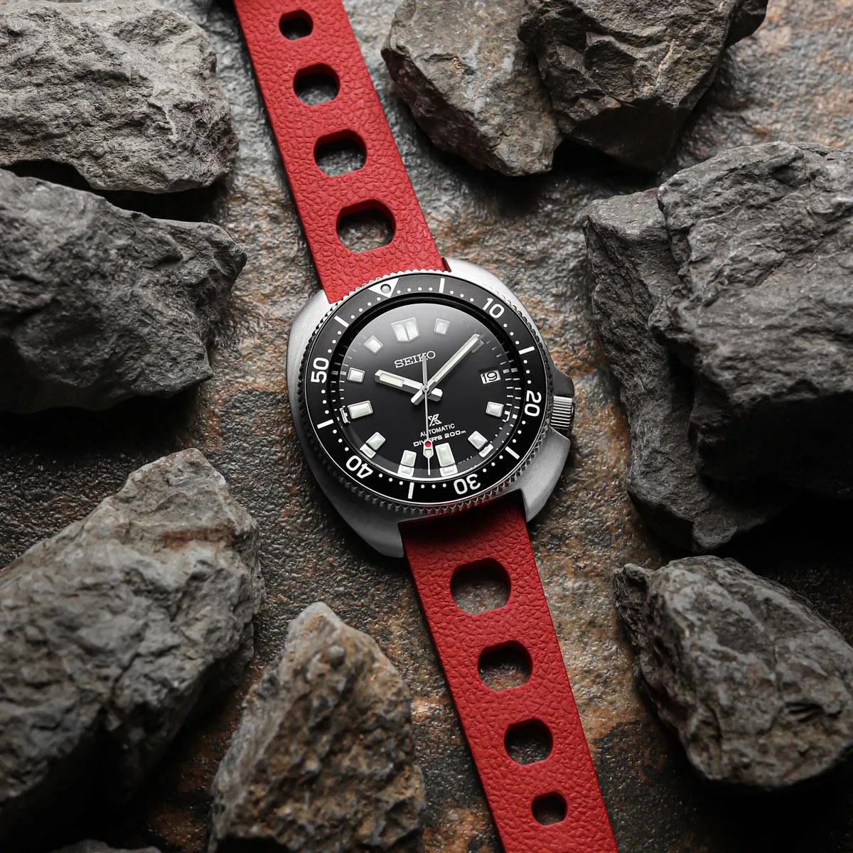 Tropical Regis FKM Rubber Watch Strap - Red