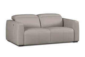 Valencia Carmen Leather 79.5" Loveseat with Dual Recliner Sofa, Light Grey