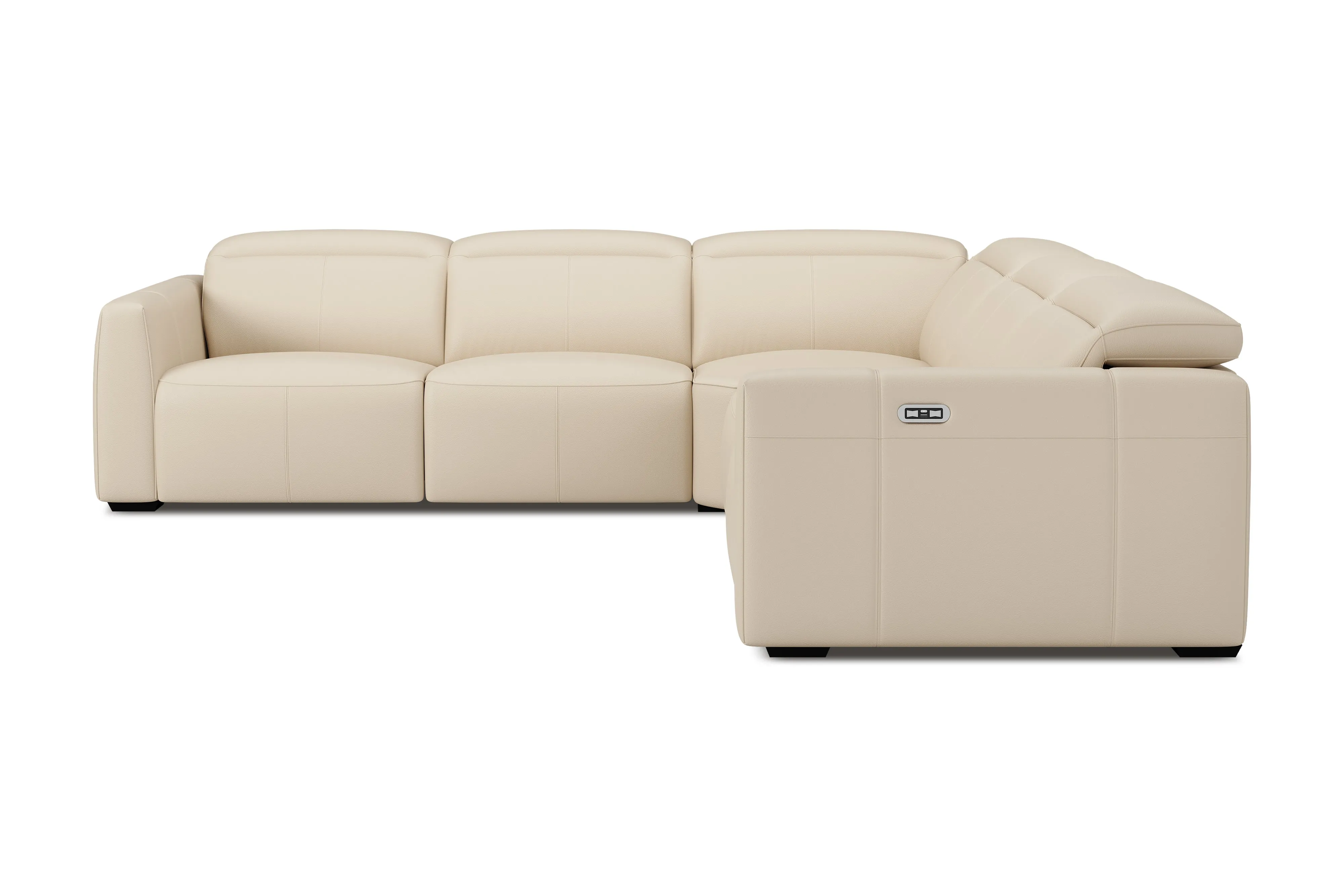 Valencia Carmen Leather L-Shape Dual Recliner Sofa, Beige