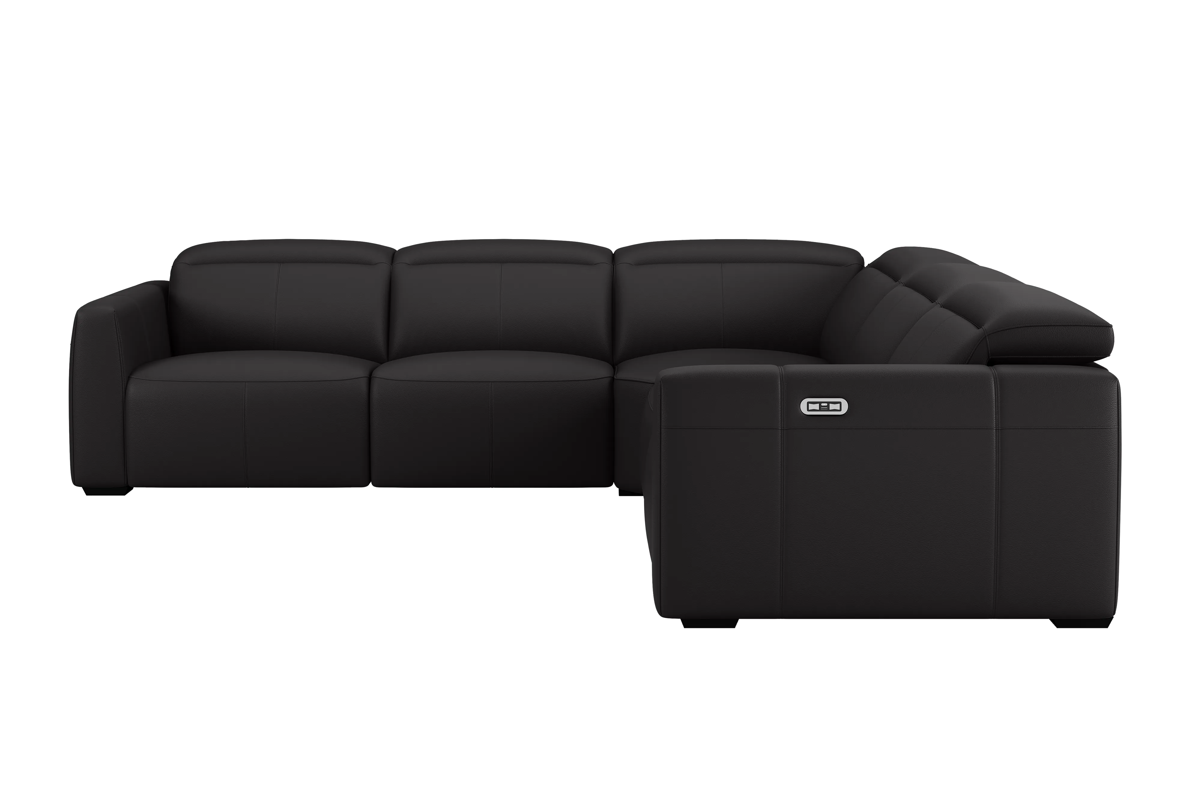 Valencia Carmen Leather L-Shape Dual Recliner Sofa, Black