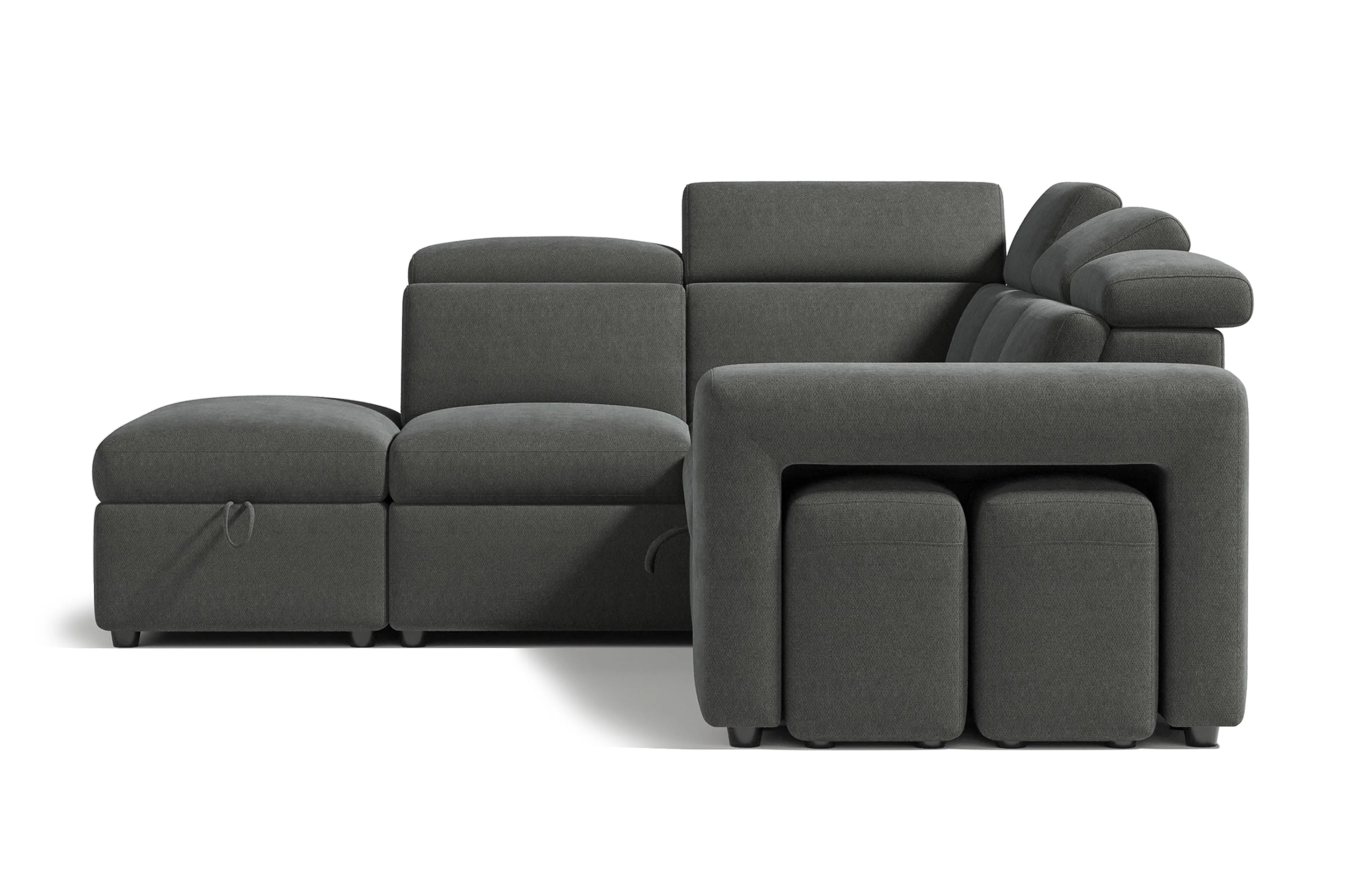 Valencia Finn Fabric Sectional Sofa Bed with Left Hand Storage, Dark Grey