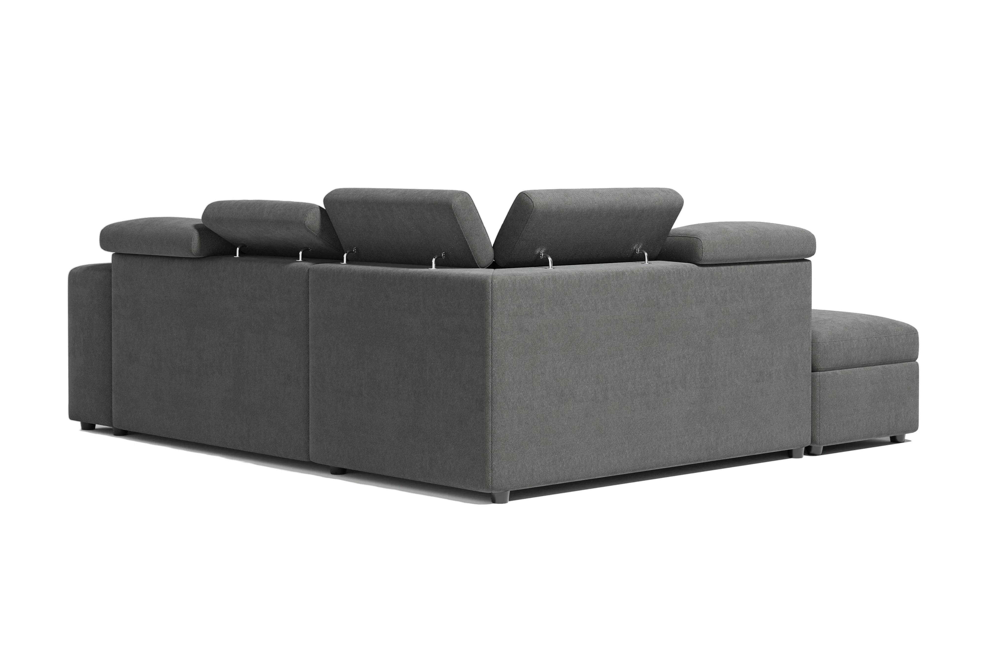 Valencia Finn Fabric Sectional Sofa Bed with Left Hand Storage, Dark Grey