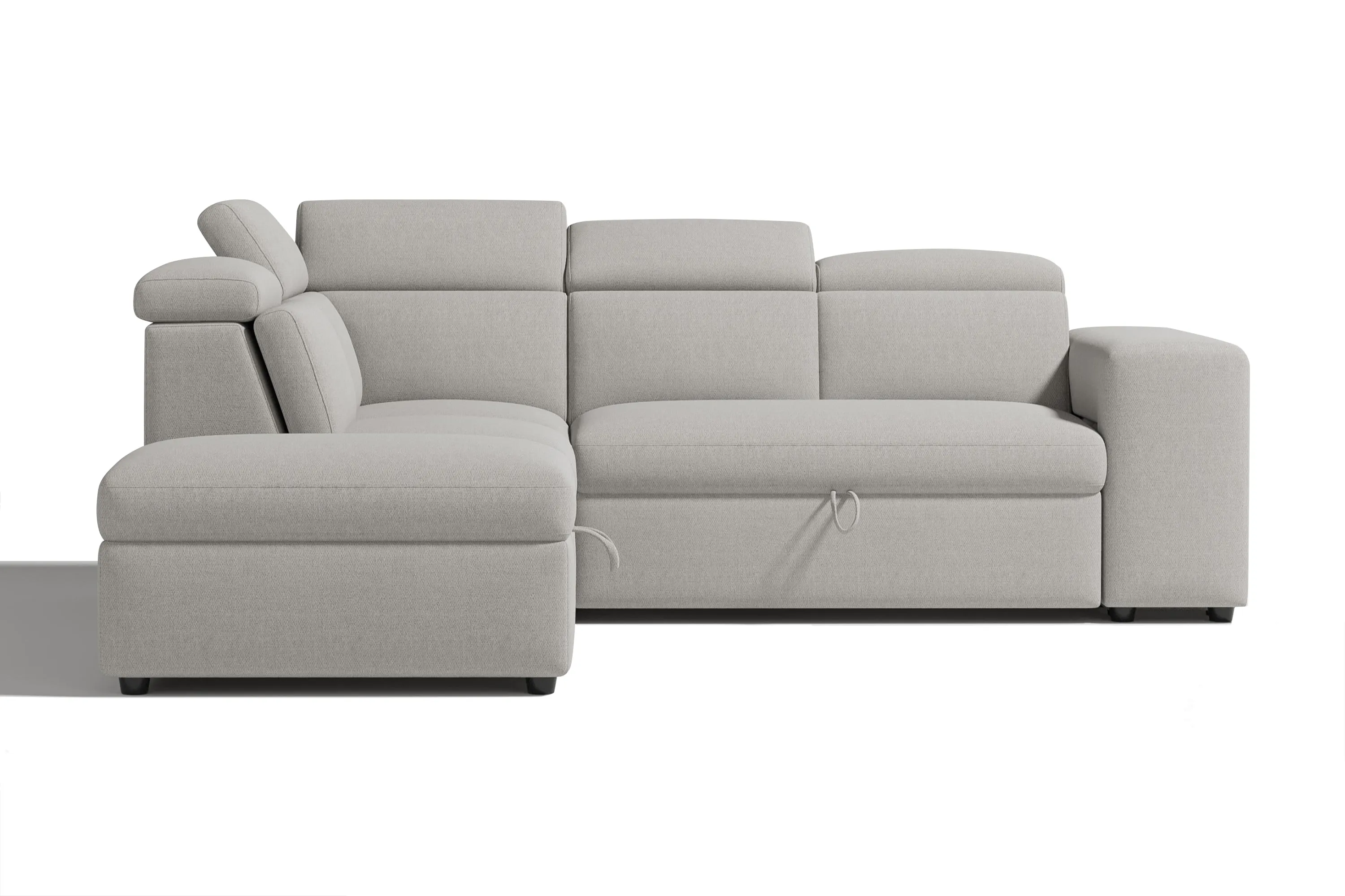 Valencia Finn Fabric Sectional Sofa Bed with Left Hand Storage, Light Grey