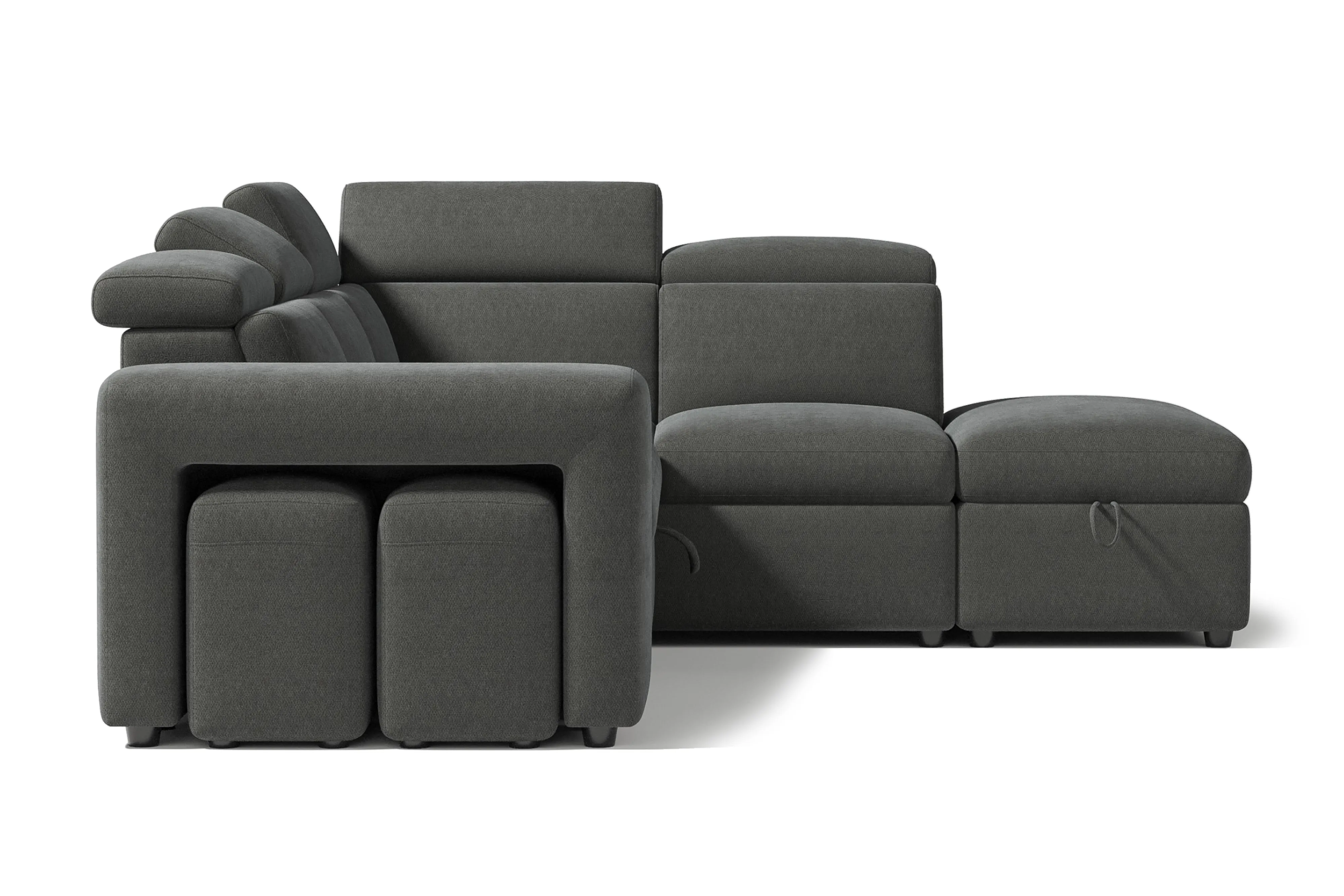 Valencia Finn Fabric Sectional Sofa Bed with Right Hand Storage, Dark Grey