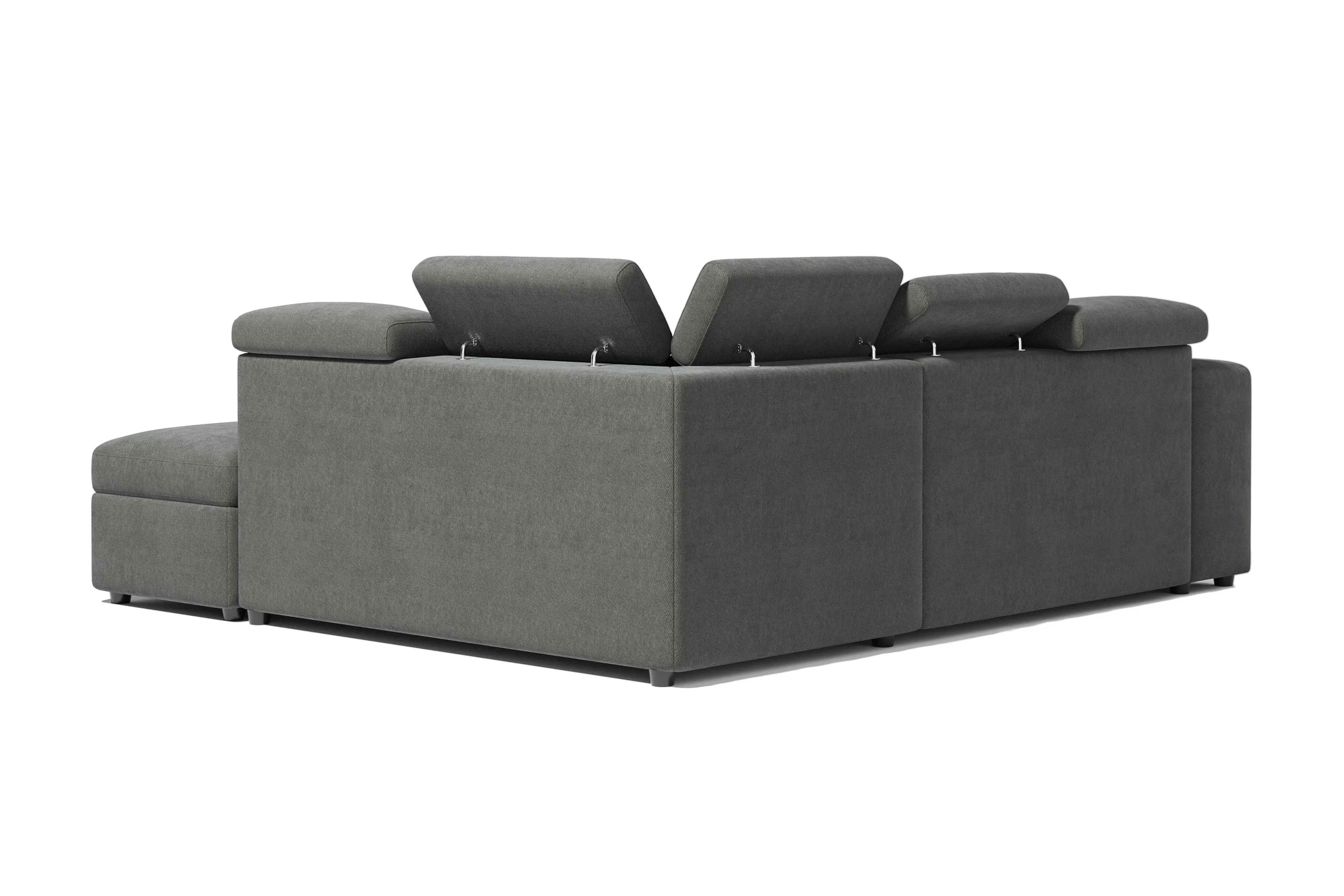 Valencia Finn Fabric Sectional Sofa Bed with Right Hand Storage, Dark Grey