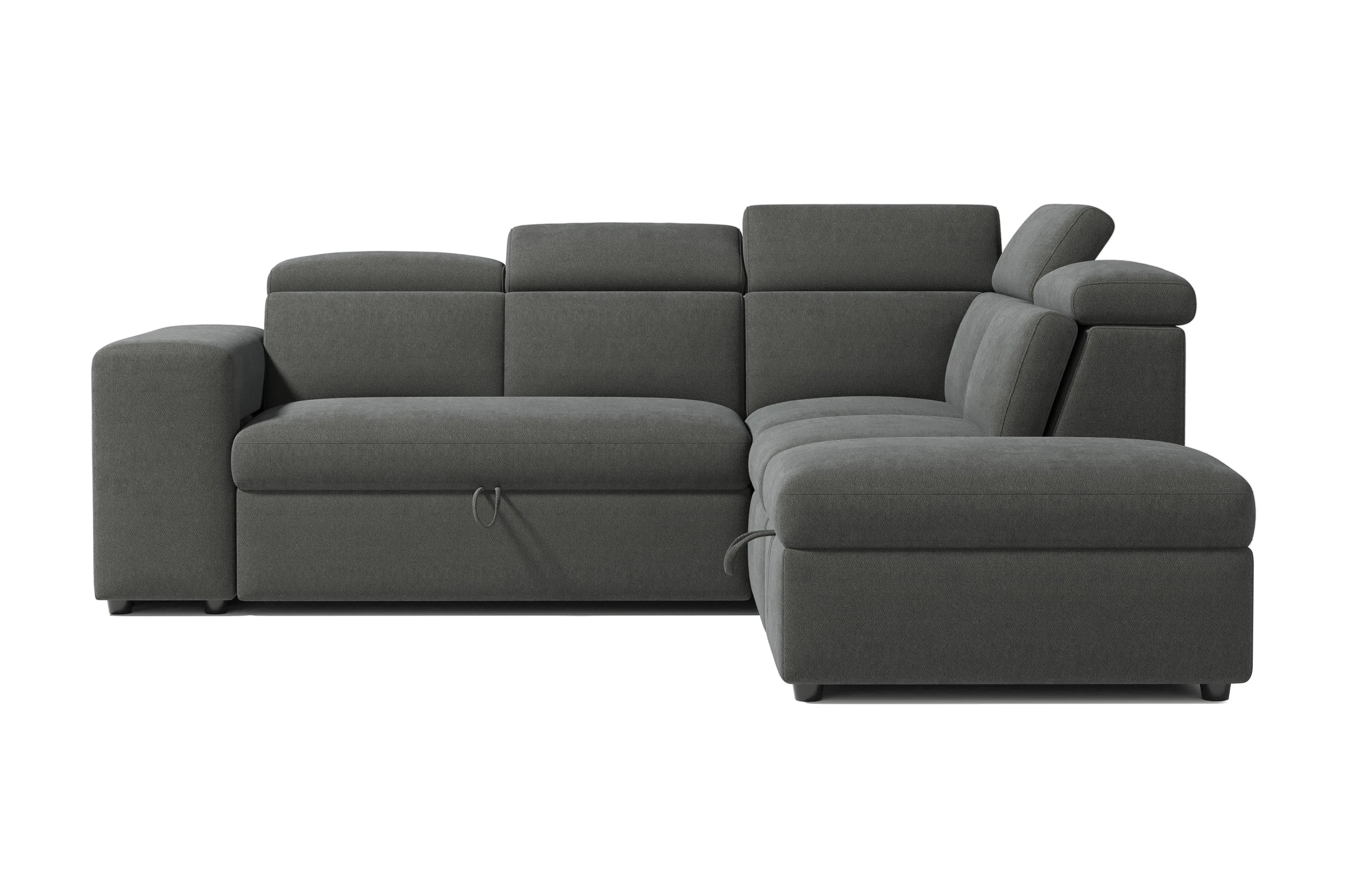 Valencia Finn Fabric Sectional Sofa Bed with Right Hand Storage, Dark Grey