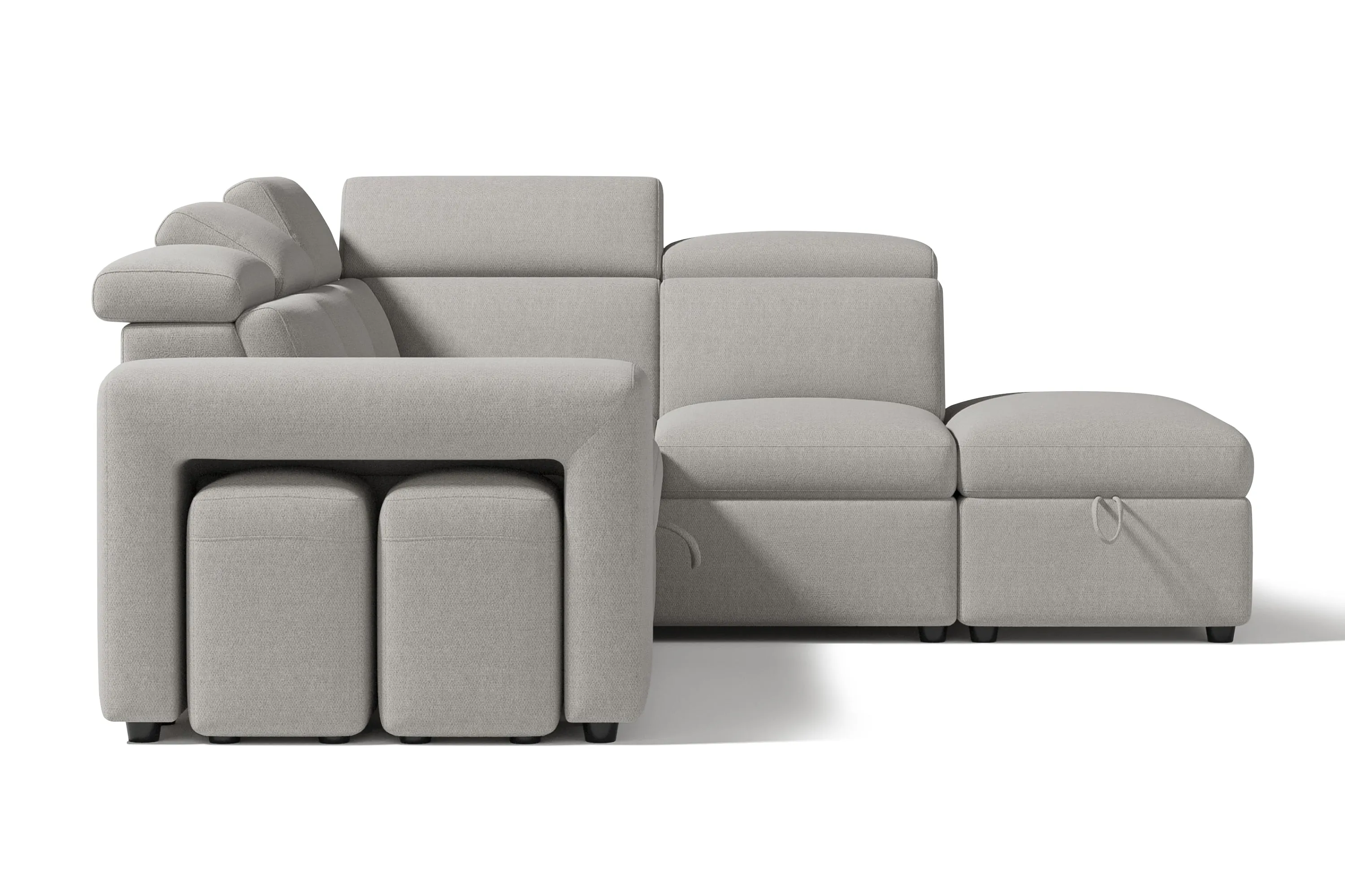 Valencia Finn Fabric Sectional Sofa Bed with Right Hand Storage, Light Grey