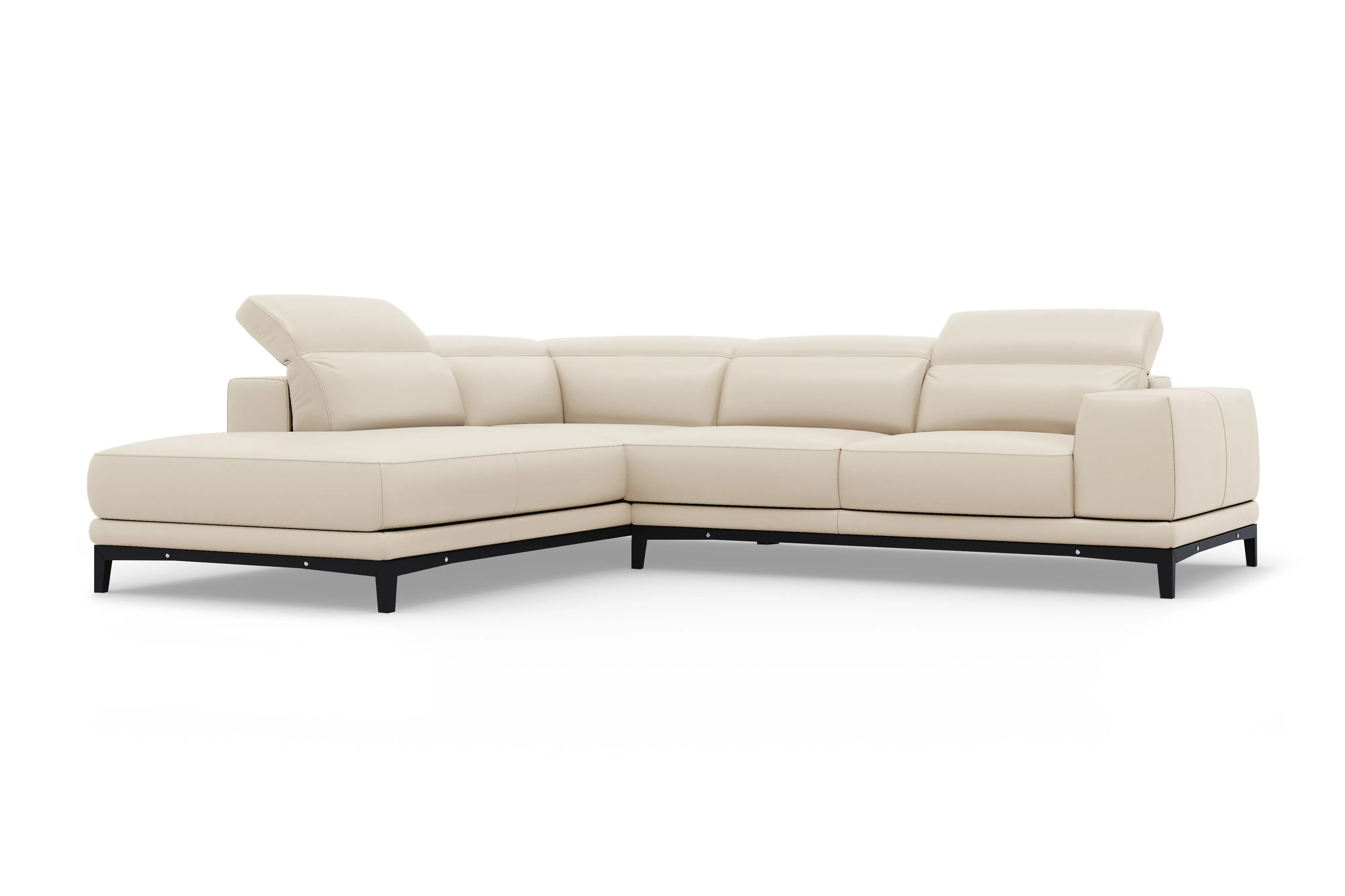 Valencia Valletta Top Grain Leather L-Shape with Left Chaise Sofa, Beige