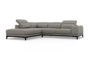 Valencia Valletta Top Grain Leather L-Shape with Left Chaise Sofa, Grey