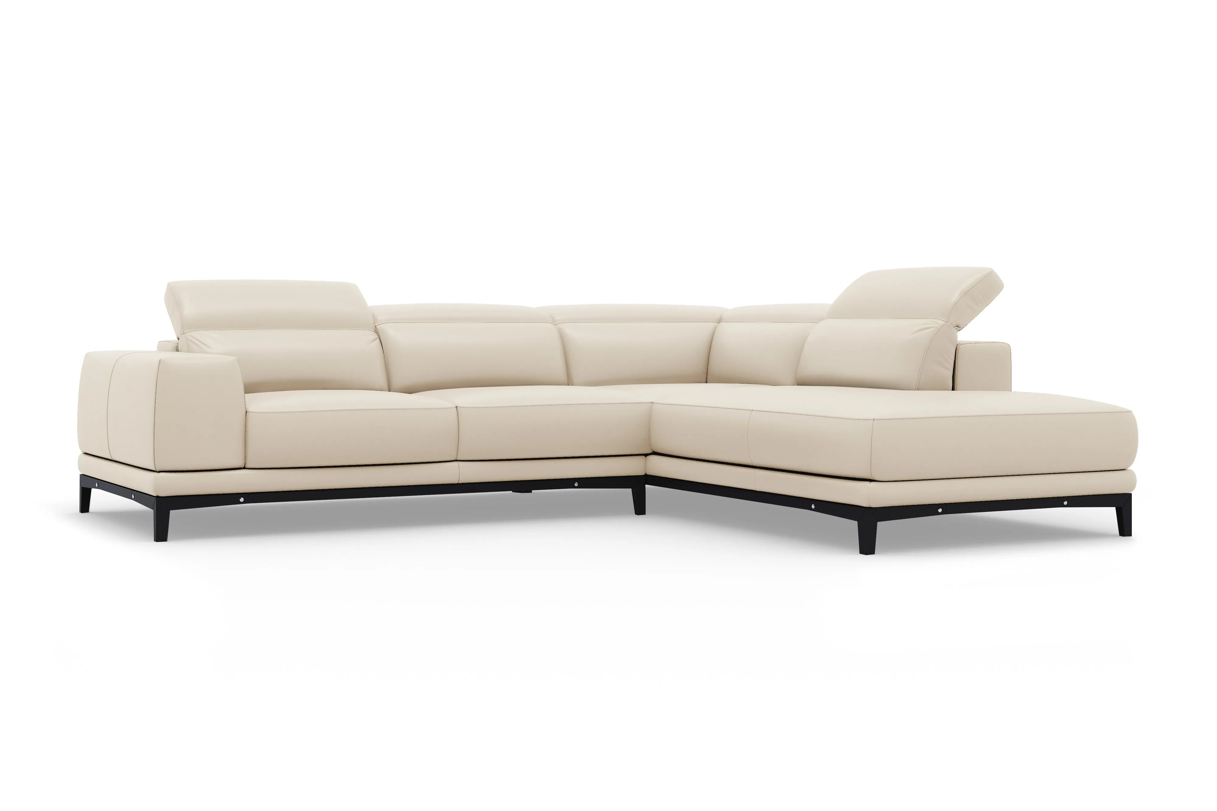 Valencia Valletta Top Grain Leather L-Shape with Right Chaise Sofa, Beige