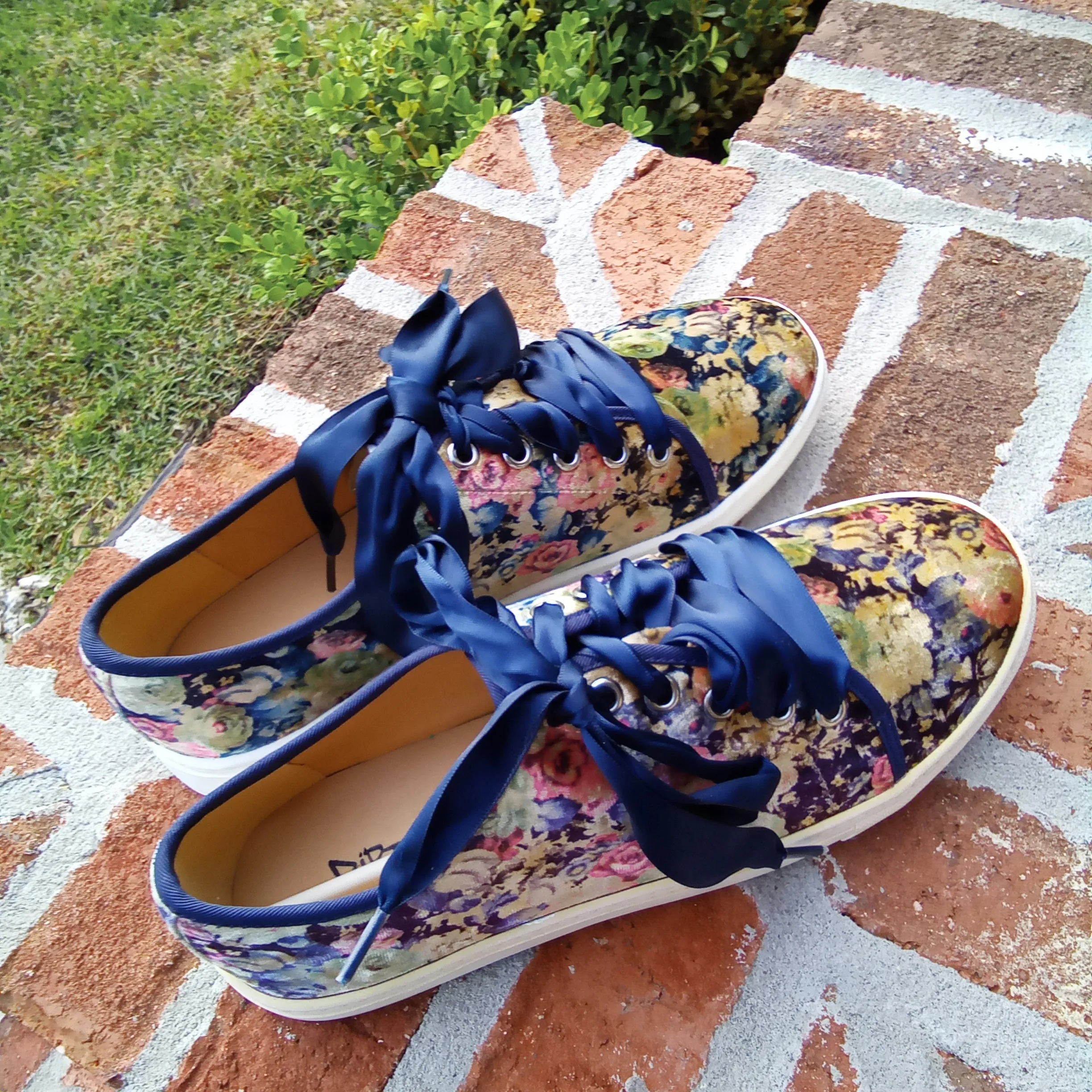 Velvet Floral Sneaker with Ribbon Laces | Dirty Laundry Josi