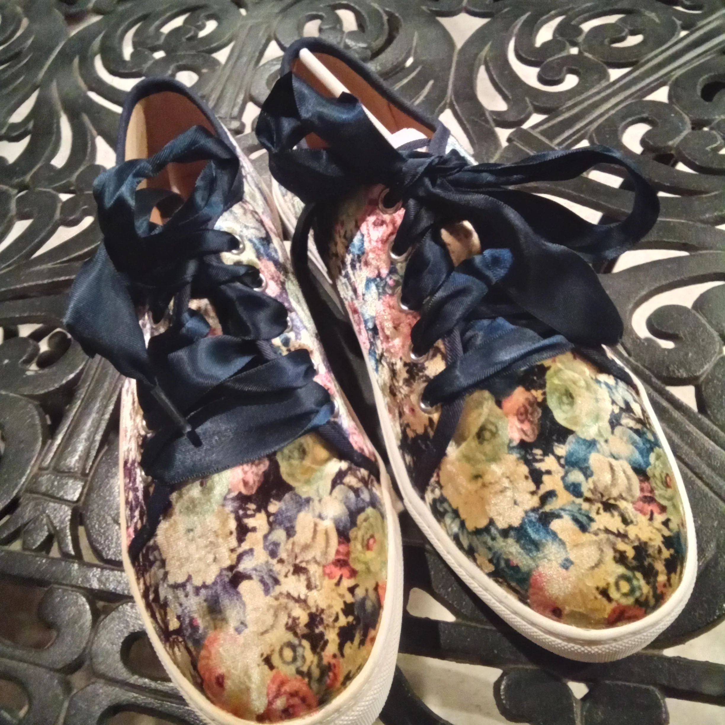 Velvet Floral Sneaker with Ribbon Laces | Dirty Laundry Josi