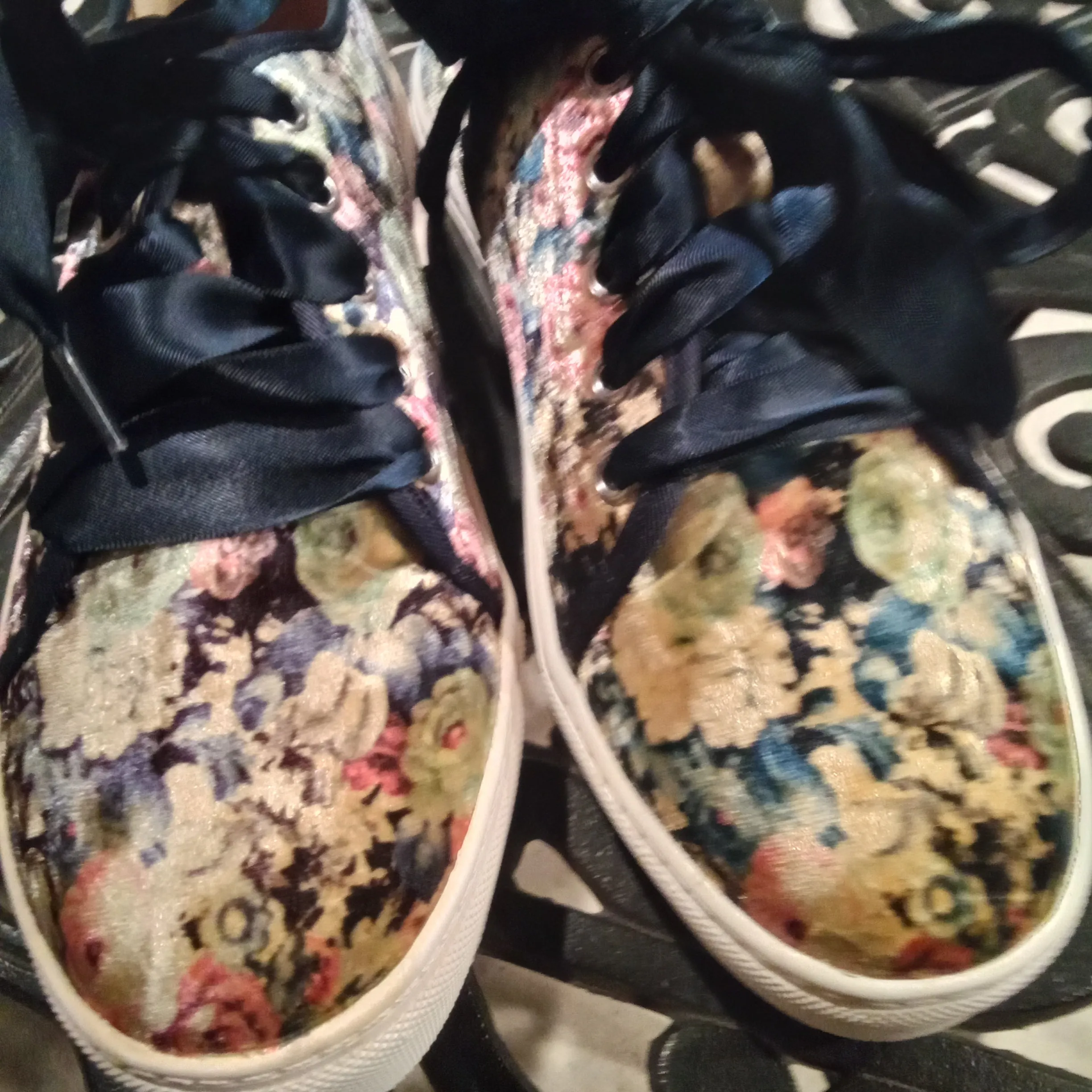 Velvet Floral Sneaker with Ribbon Laces | Dirty Laundry Josi