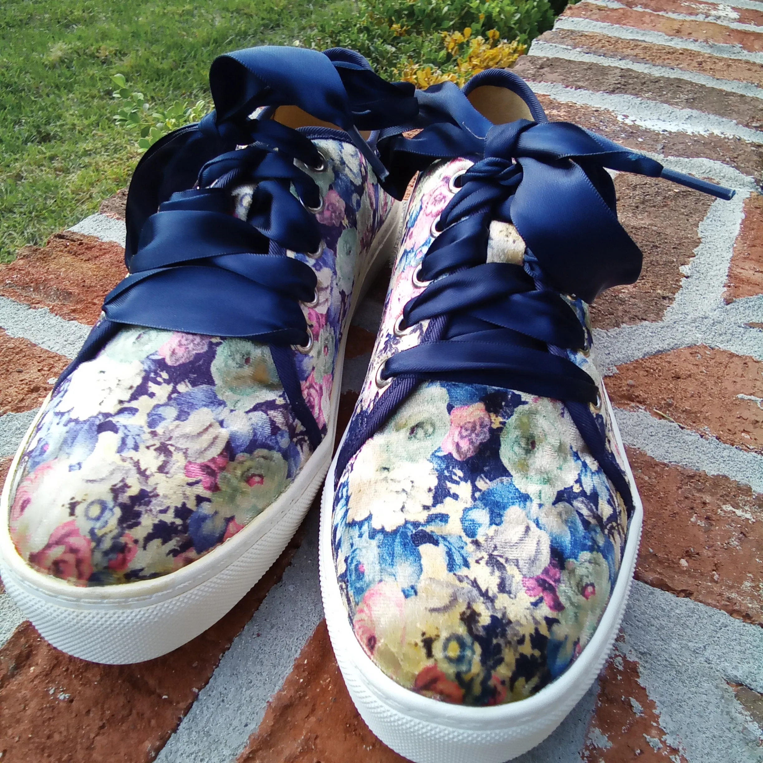 Velvet Floral Sneaker with Ribbon Laces | Dirty Laundry Josi