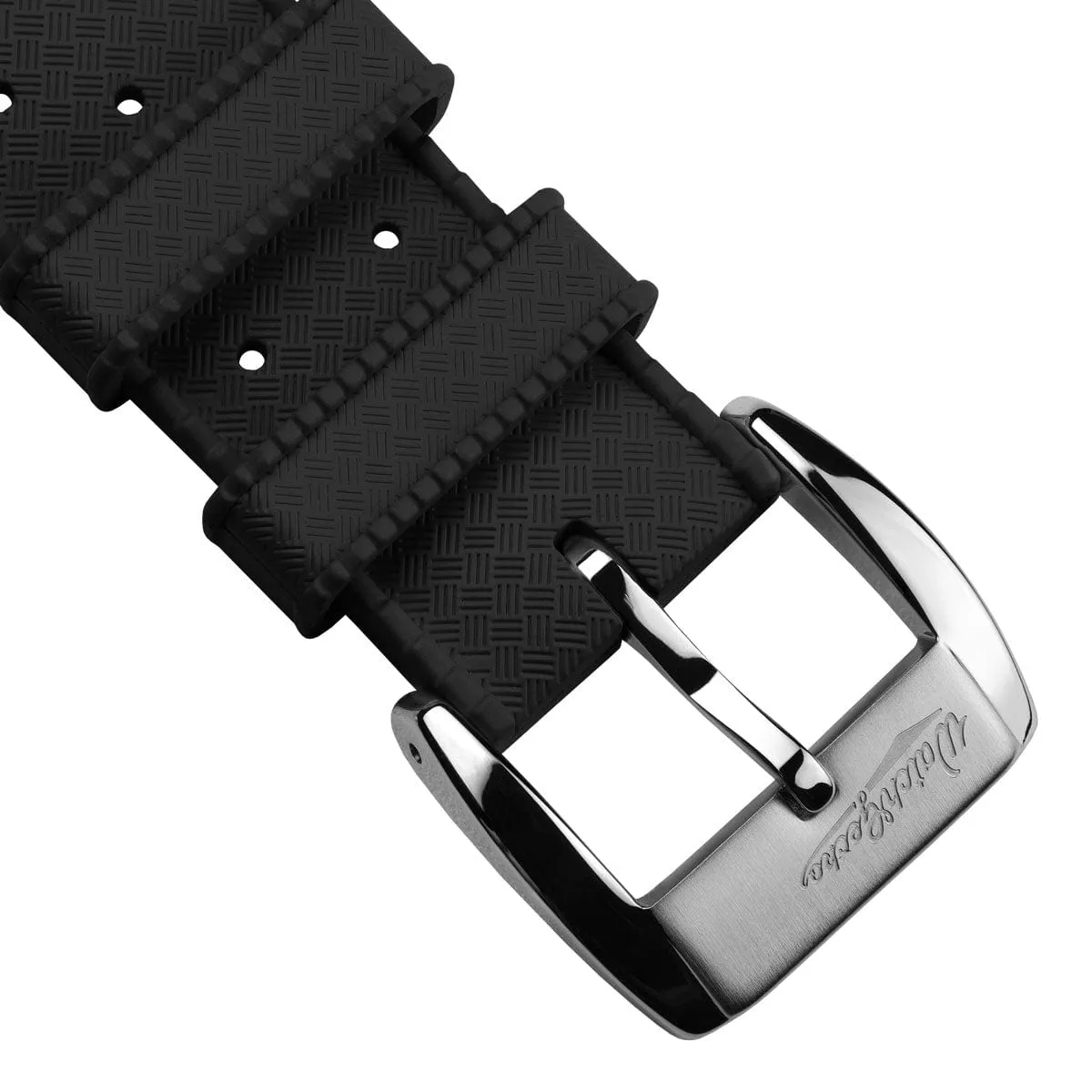 WatchGecko Vintage Tropical Style FKM Rubber Watch Strap - Black