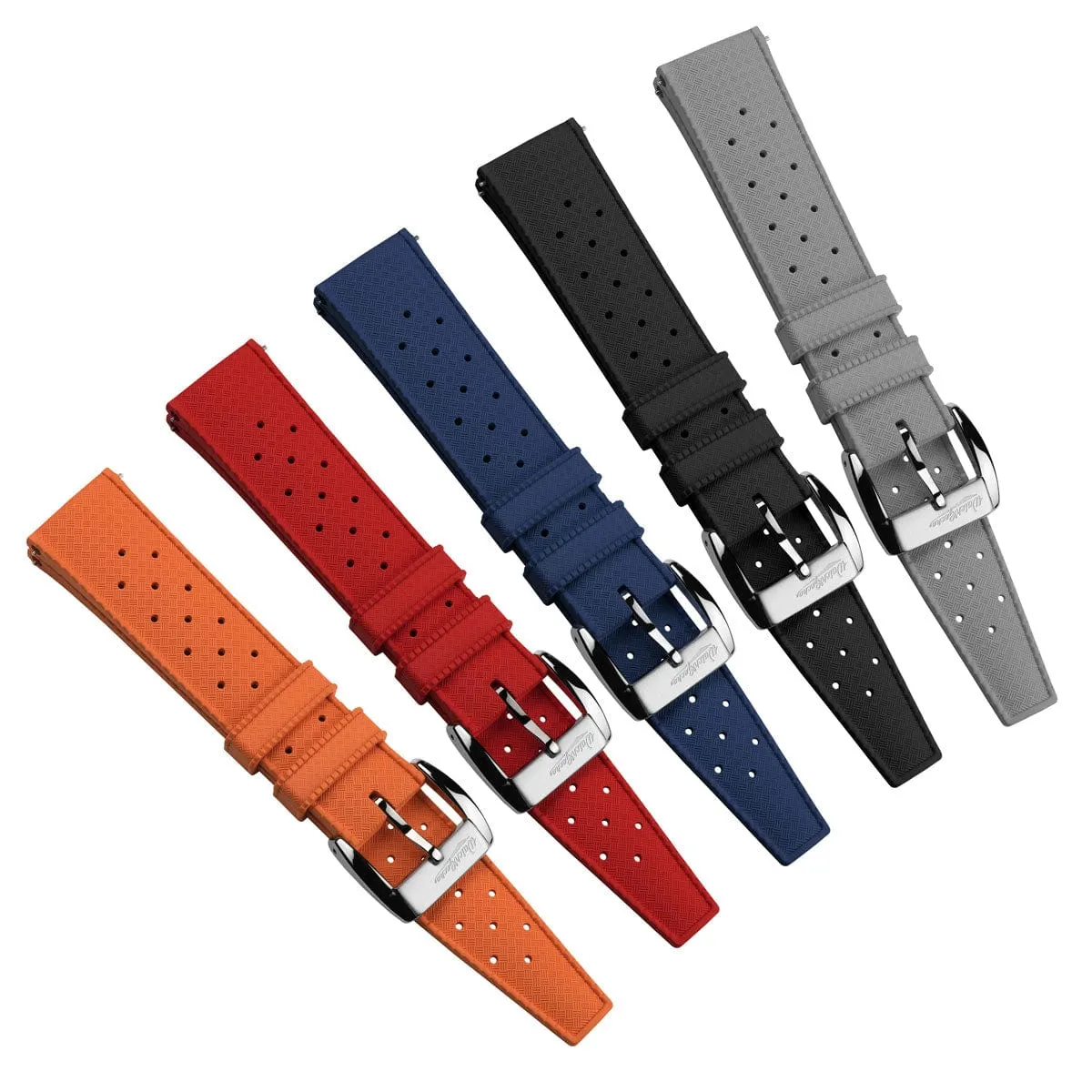 WatchGecko Vintage Tropical Style FKM Rubber Watch Strap - Blue