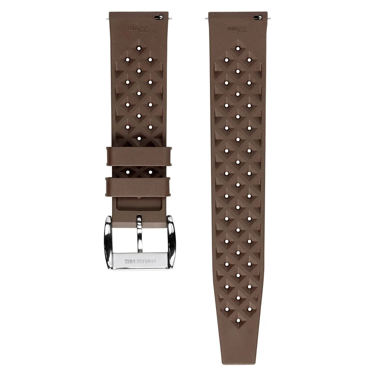 WatchGecko Vintage Tropical Style FKM Rubber Watch Strap - Brown