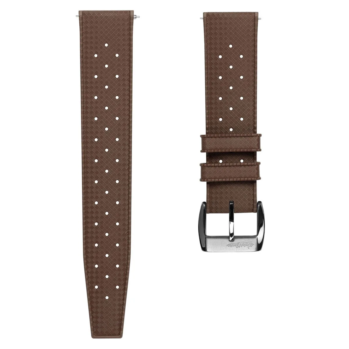 WatchGecko Vintage Tropical Style FKM Rubber Watch Strap - Brown