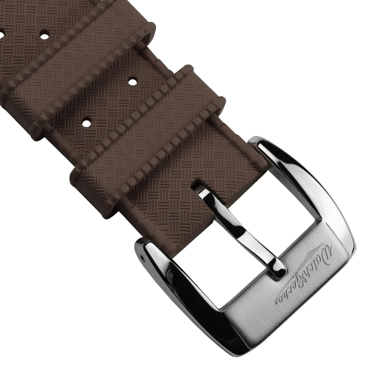 WatchGecko Vintage Tropical Style FKM Rubber Watch Strap - Brown