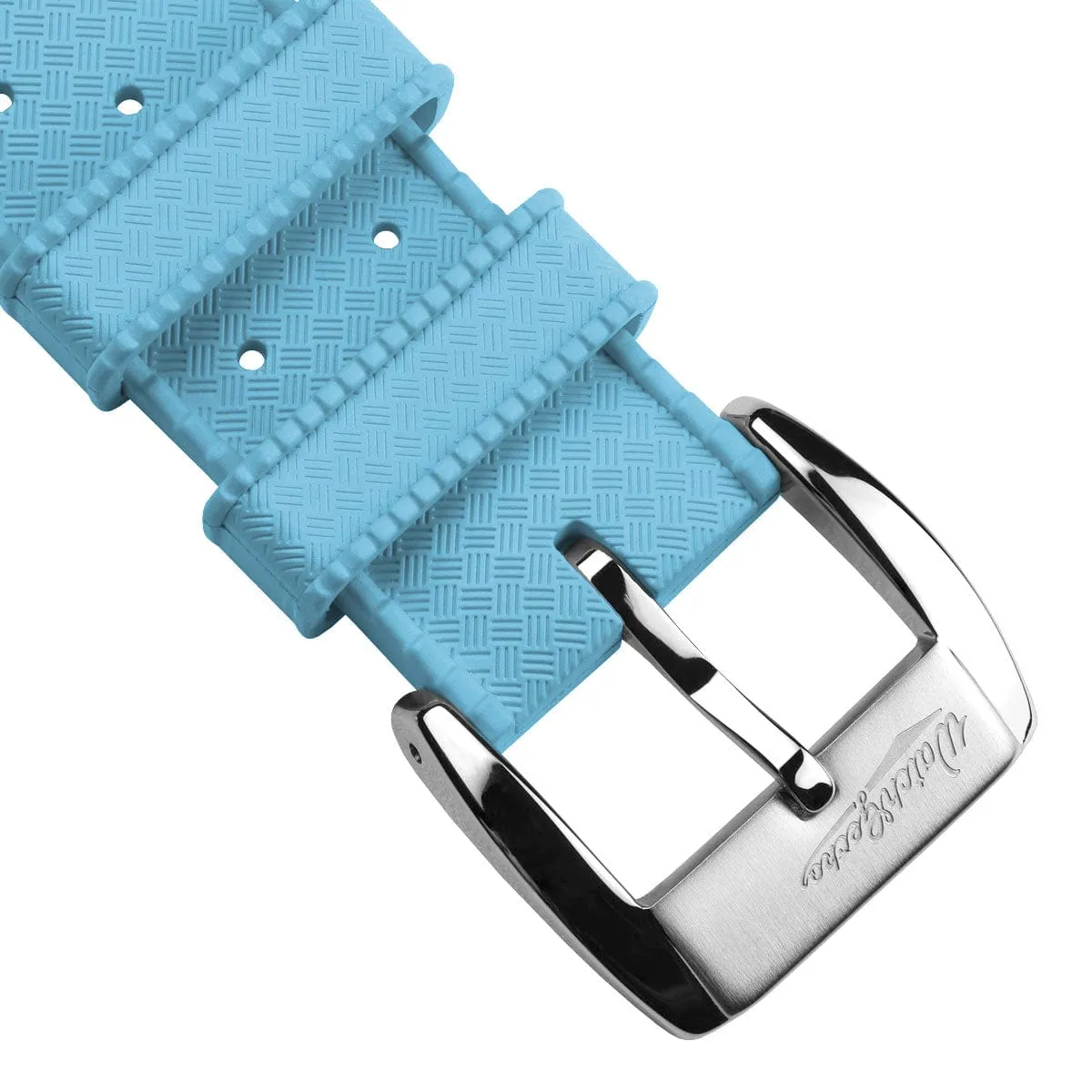 WatchGecko Vintage Tropical Style FKM Rubber Watch Strap - Light Blue