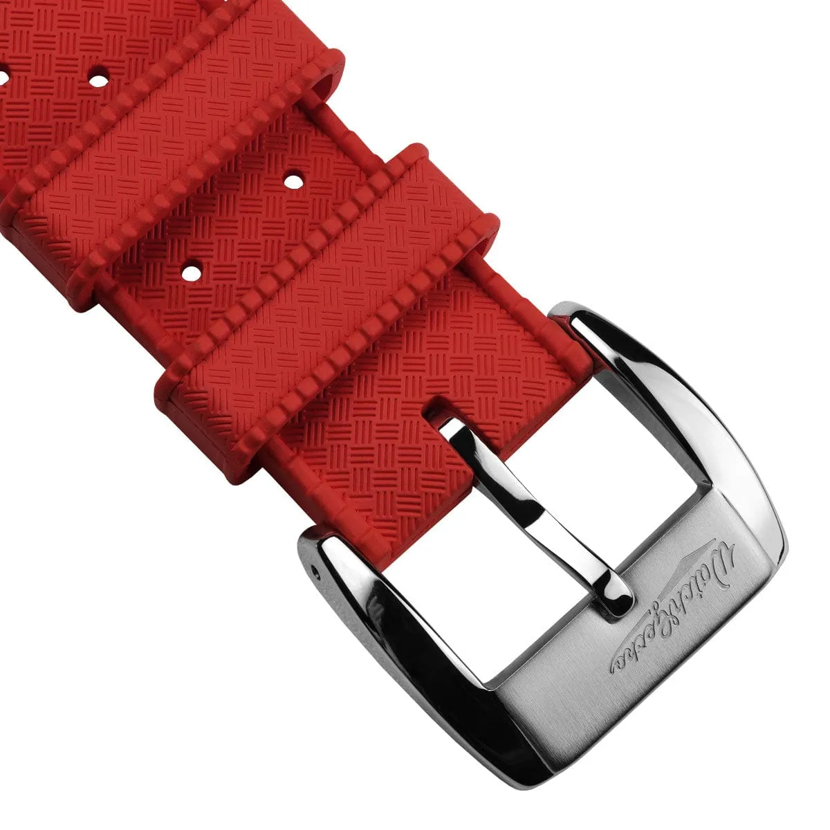 WatchGecko Vintage Tropical Style FKM Rubber Watch Strap - Red