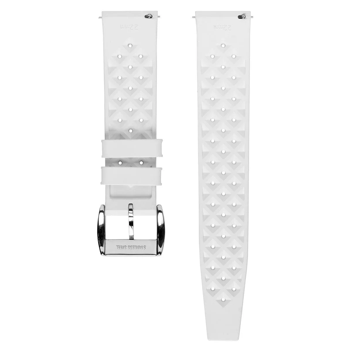 WatchGecko Vintage Tropical Style FKM Rubber Watch Strap - White