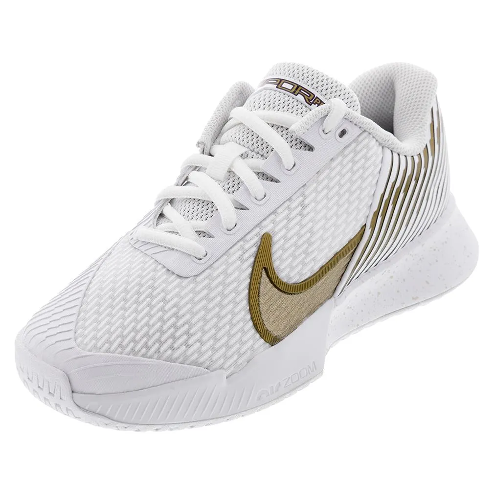 Women's Air Zoom Vapor Pro 2 WMB Tennis Shoes White and Metallic Gold