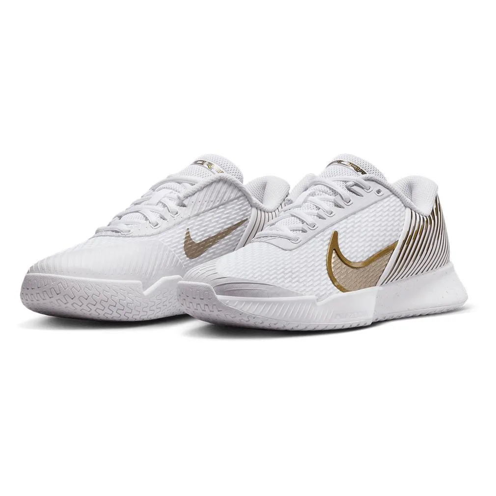 Women's Air Zoom Vapor Pro 2 WMB Tennis Shoes White and Metallic Gold