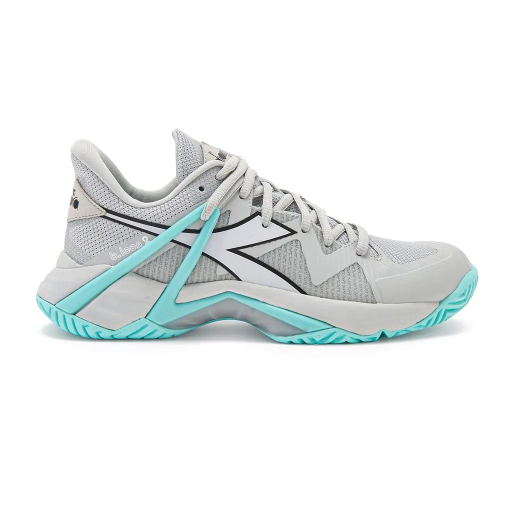 Women's B.Icon 2 AG Tennis Shoes Silver DD and Aruba Blue