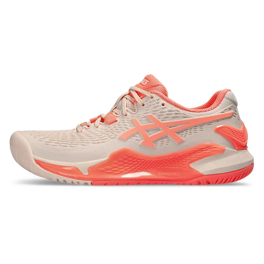 Women's Gel-Resolution 9 Tennis Shoes Pearl Pink and Sun Coral