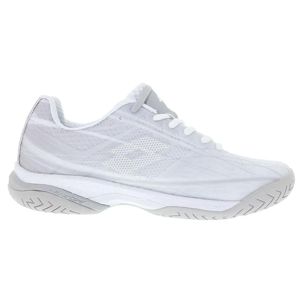 Women's Mirage 300 Speed Tennis Shoes All White and Silver Metal 2