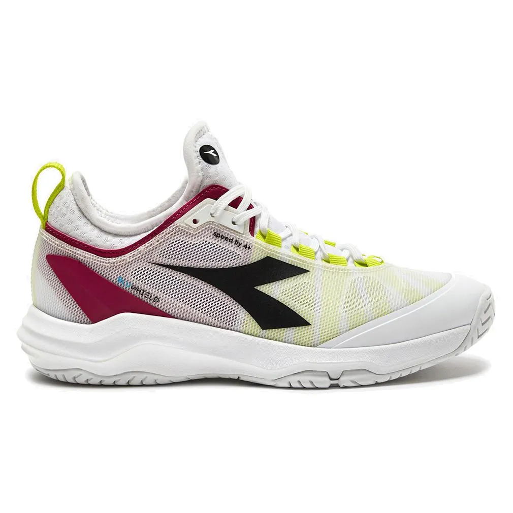 Women's Speed Blushield Fly 4 AG Tennis Shoes White and Vivacious